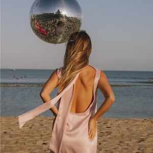 Daily Drills Silky Mini Dress with Neck Tie - Ribbon